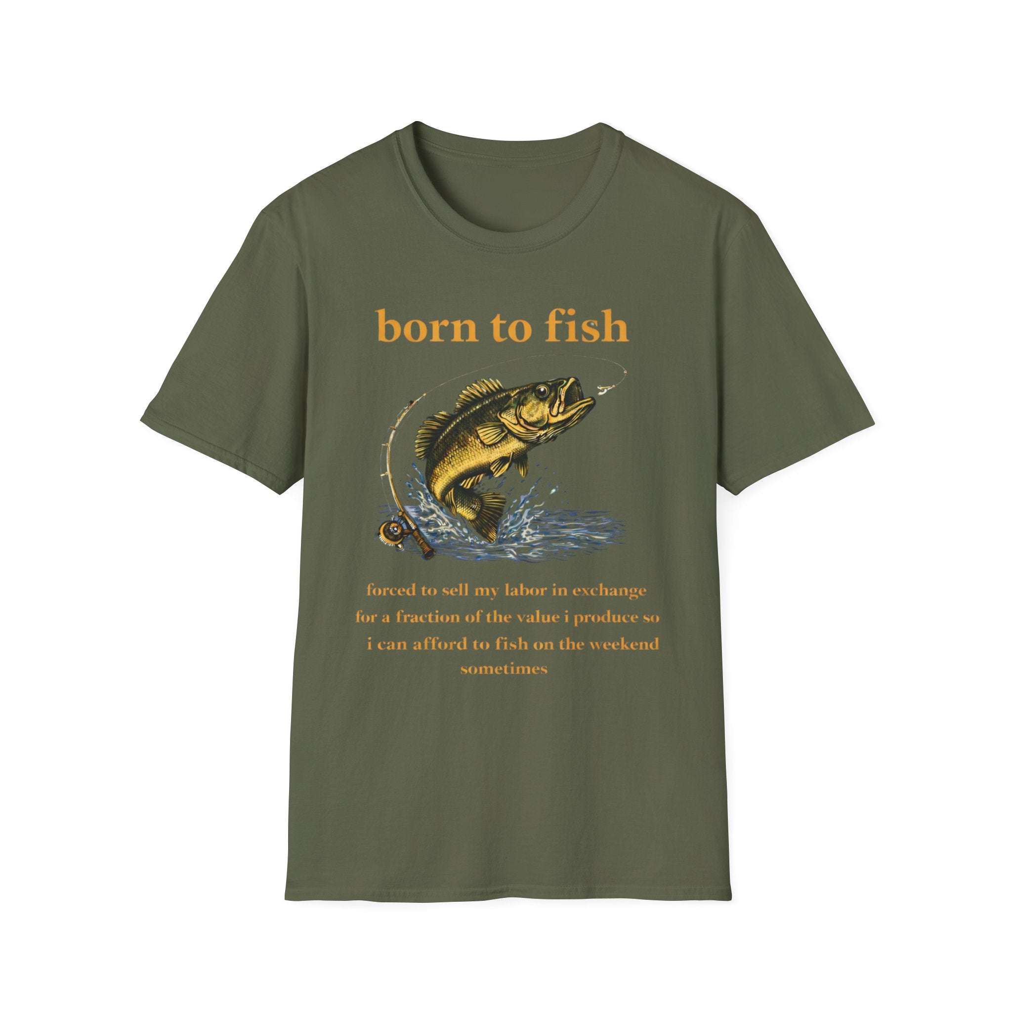 Born to Fish Forced to Work – Fishing T-Shirt D003